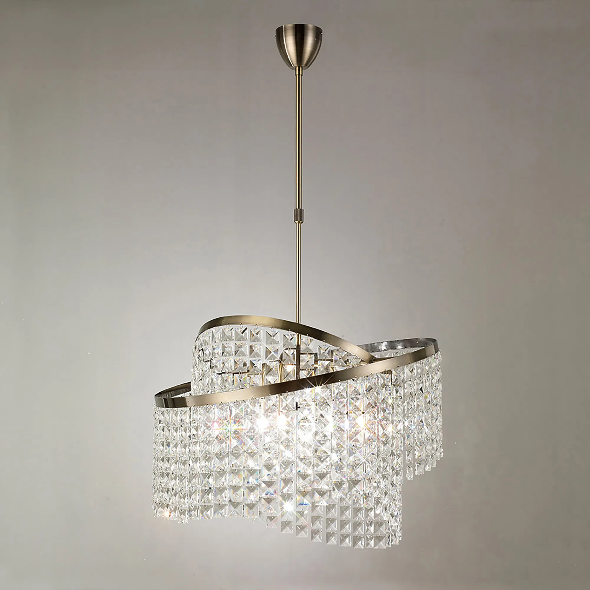 Cortina Crystal Ceiling Lights Diyas Ringed & Square Crystal Fittings